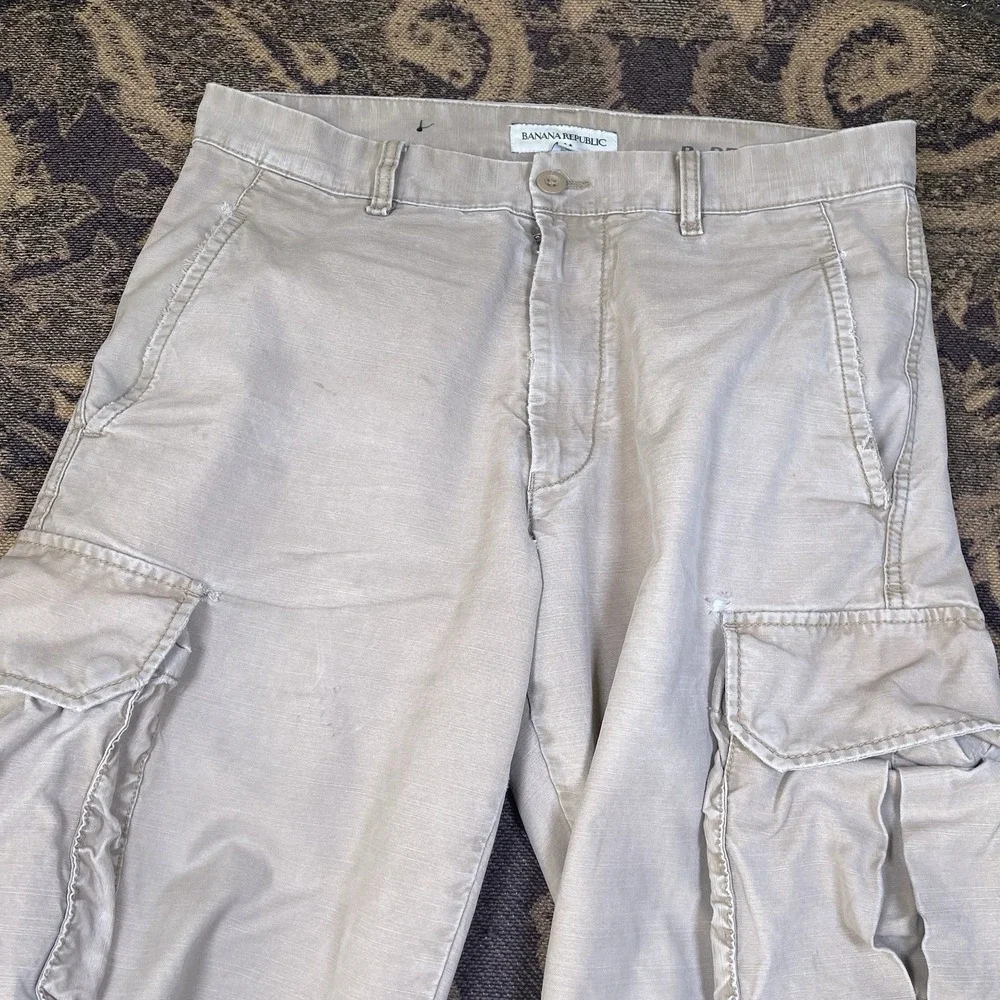 Vtg Y2k Banana Republic Beige Cargo Pants Mens Size 32x30 Distressed